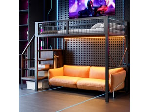 Lit mezzanine 90x200 cm <strong>MAISENTIEL</strong>  <strong></strong> coloris noir