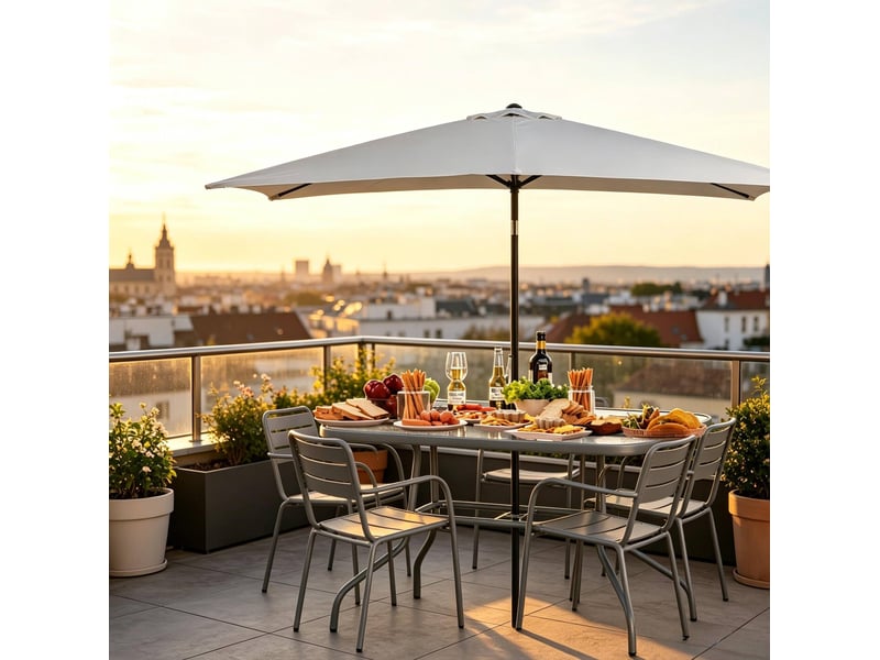  Table de jardin rectangulaire 120 x 80 cm en métal et verre trempé grise  - Conforama E