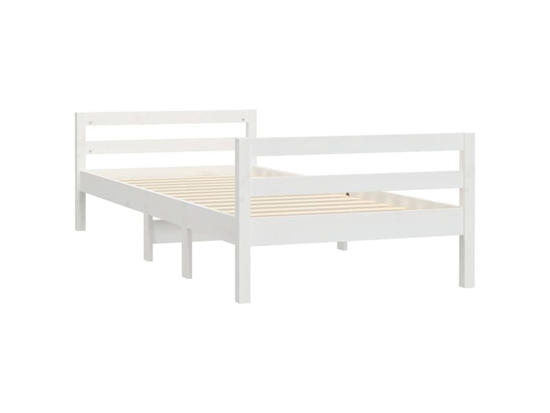  Lit simple- lit adulte -  cadre de lit sans matelas blanc 80x200 cm bois massif de pin  - Conforama C
