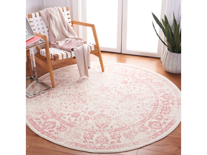  Tapis polypropylène ivoire rose 183 x 183 cm  - Conforama D