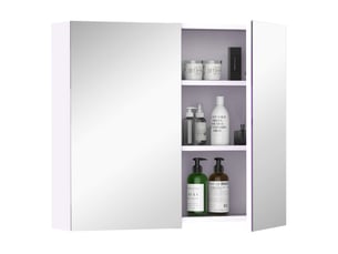 Armoire murale salle de bain avec miroir 70 x 60 cm avec étagère réglable, miroir salle de bain avec rangement, blanc