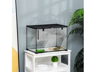 Terrarium en verre 50 x 30 x 35 cm – noir – ventilation grillagée et ouverture d'alimentation