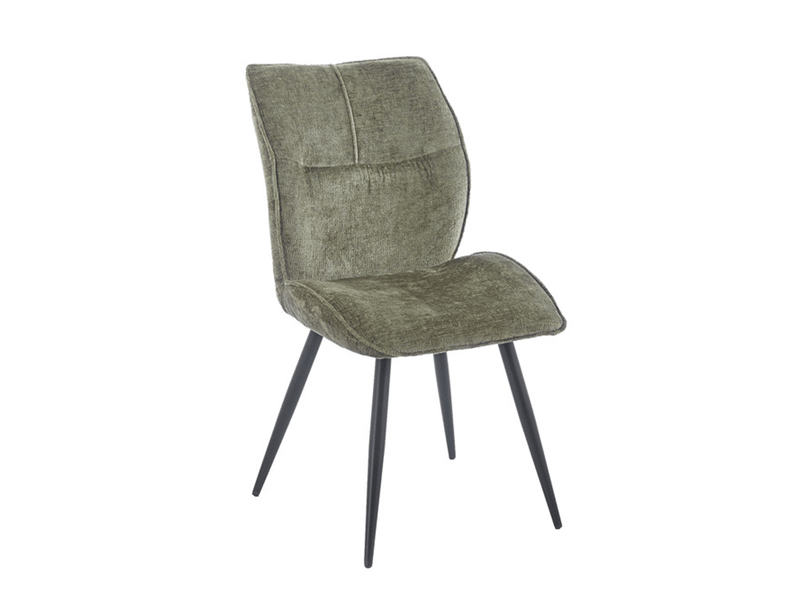 Faye - lot de 2 chaises en tissu vert pieds en métal noir FAYE-2-VER - Conforama A