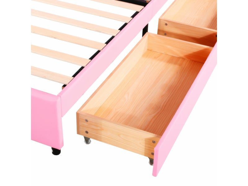  Lit jeune 90x200 cm avec lampe de lecture et 2 tiroirs, velours, gris, sans matelas  - Conforama R