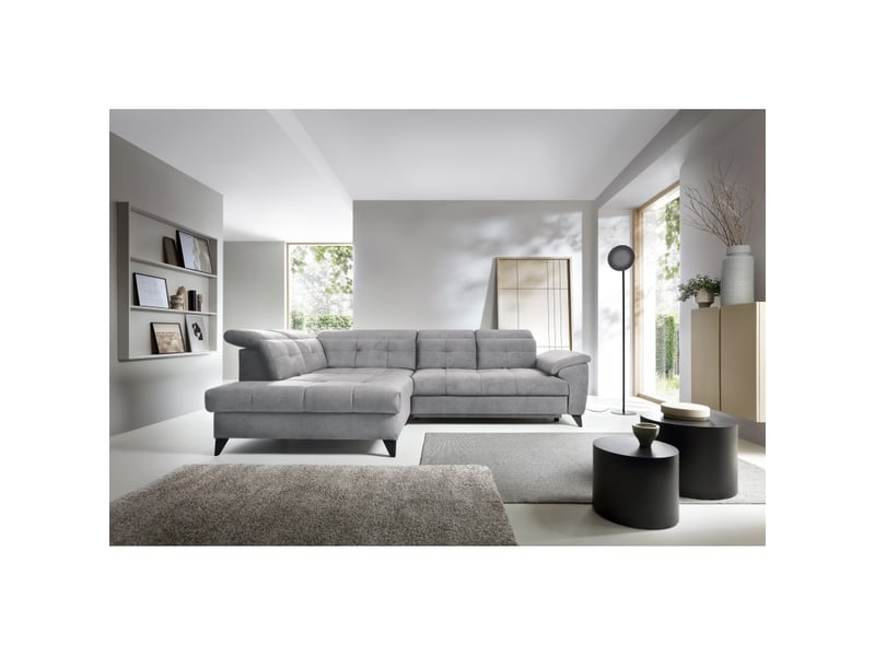  Canapé d'angle gris 5 places angle gauche assise haute 48cm inferno  - Conforama E