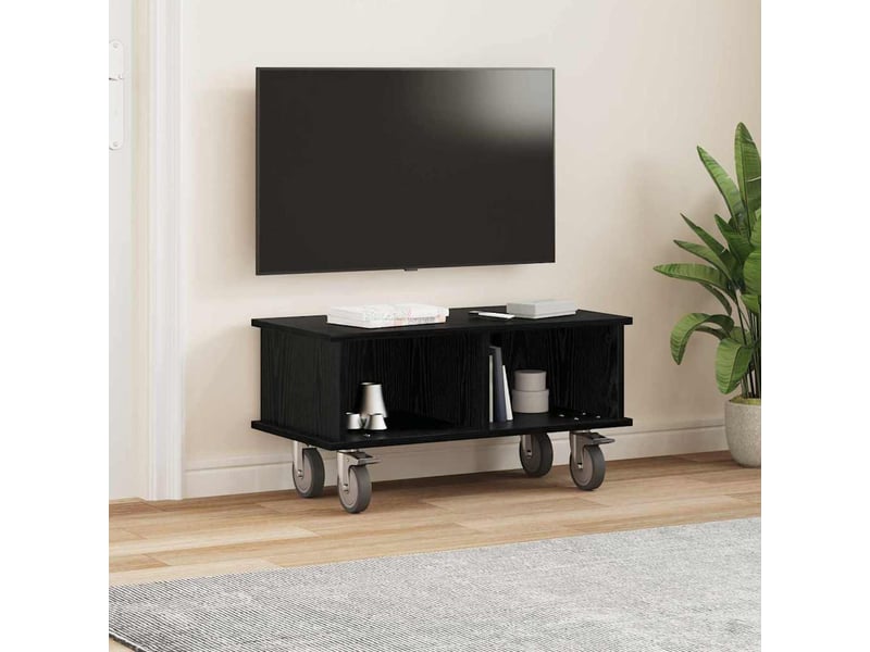  Meuble tv - banc tv - meuble de rangement 68,5 x 35 x 35 cm chêne noir bois d'ingénierie  - Conforama D