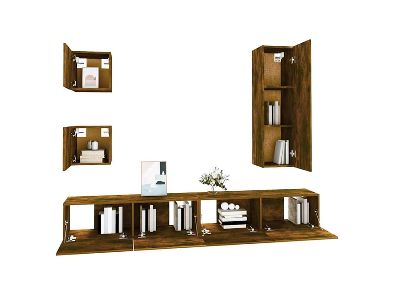  Ensemble de meubles tv 5 pcs chêne fumé bois d'ingénierie shl60448  - Conforama D