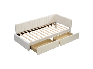 Lit banquette 90x200 cm <strong></strong>  <strong></strong> coloris beige