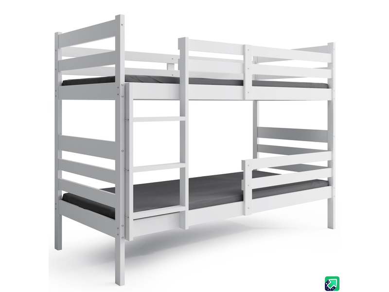 Lit superposé séparable 90x190 cm eric interbeds - bois massif de pin avec barrière et sommier - blanc  - Conforama A
