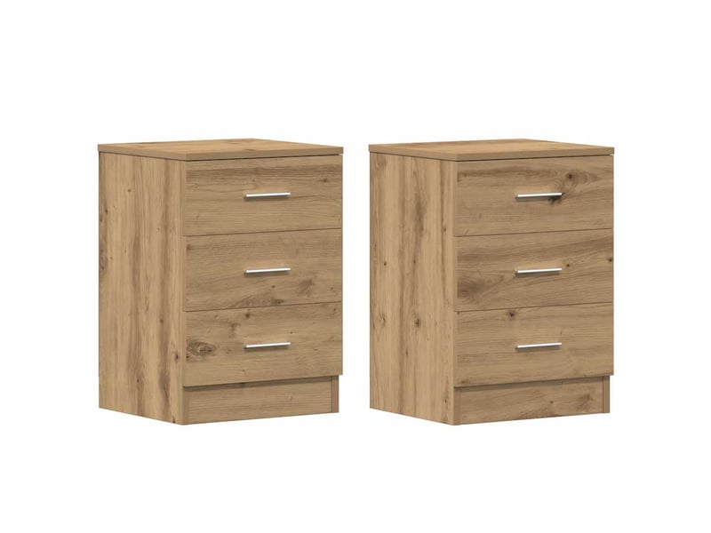  Vidaxl tables de nuit chêne artisanal 3 tiroirs tables de chevet 38x35x55cm décoration salon  - Conforama A