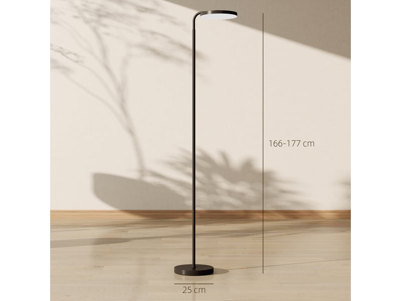  Lampadaire led, lampe sur pied à intensité variable, tête rotative 350 °, télécommande magnétique, 41x25x177cm, noir  - Conforama E