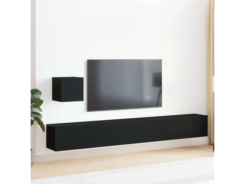  Ensemble meuble tv - banc tv - meuble de rangement 4 pcs chêne noir bois d'ingénierie  - Conforama B