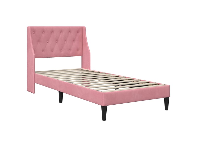  Lit simple- lit adulte -  cadre de lit avec matelas rose 100 x 200 cm velours  - Conforama C
