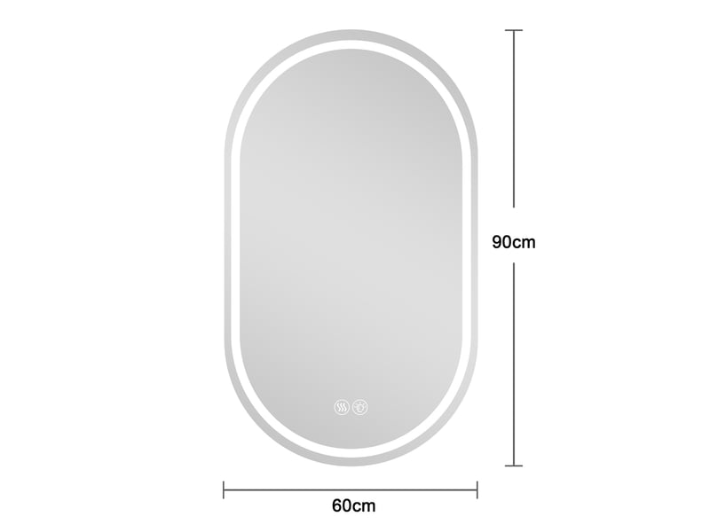  Miroir mural de salle de bains 60x90 cm antibuée tactile métal argenté  - Conforama E