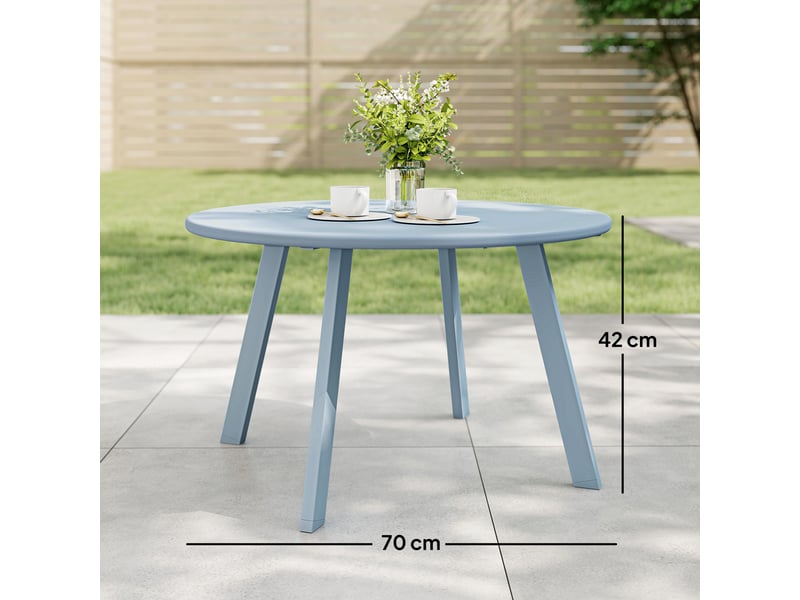  Petite table basse ronde, table d'appoint métal bleu 70x70x42cm  - Conforama E