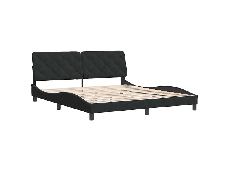 Lit double- lit adulte -  cadre de lit sans matelas noir 180x200 cm velours  - Conforama B