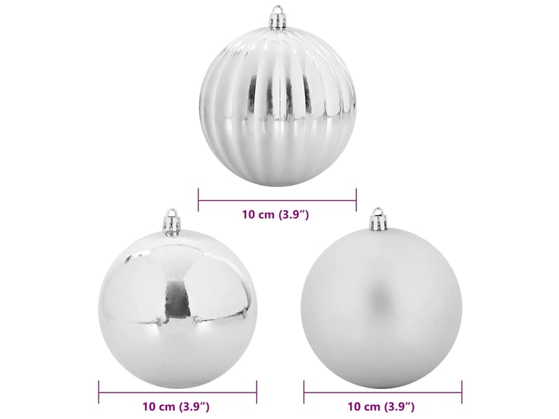  Ensemble de boules de noël xl 15 pcs argenté ø 10 cm plastique  - Conforama E