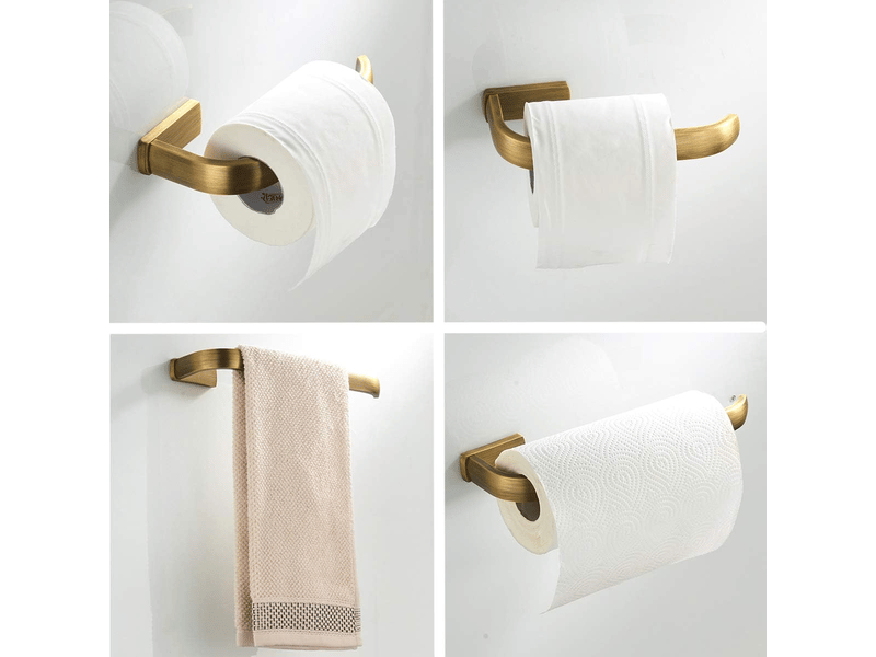 Ensemble d'accessoires de salle de bain 2 pièces - anneau de serviette mural en laiton et porte-papier hygiénique, bronze brossé - Conforama B