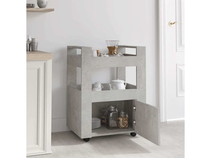  Desserte de cuisine, chariot de rangement gris béton 60x45x80 cm bois d'ingénierie shl29538  - Conforama C
