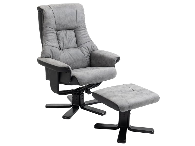  Fauteuil inclinable avec repose-pieds, pivotant à 360°, inclinable à 135°, revêtement respirant, 78 x 82,5 x 109 cm, gris  - Conforama A