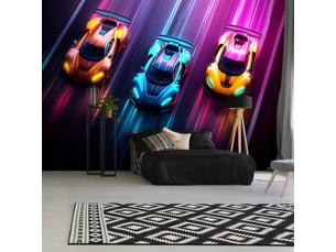 Papier peint panoramique intissé garçon voitures #value! - 350x250 cm - papier peint enfant