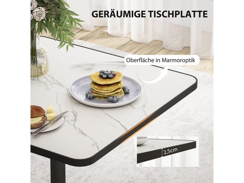 Table à manger carrée 70 x 70 cm pour 4 personnes avec effet marbre blanc pour cuisine - Conforama D