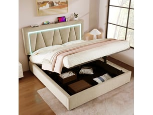 Lit 2 places 140x200 cm CRAVDOM coloris beige