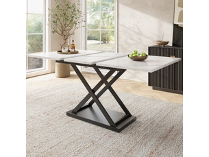 Table à manger extensible rectangulaire en mdf avec pieds en fer croisés,160x80cm,blanc