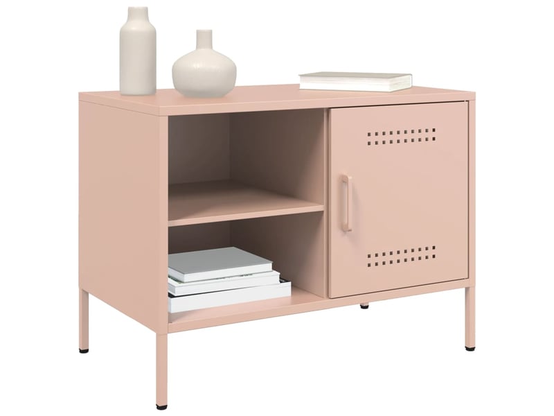  Meuble tv - banc tv - meuble de rangement rose 68x39x50,5 cm acier  - Conforama D