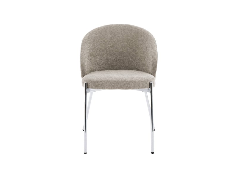  Lot de 2 chaises bois de peuplier teinté noyer. Acier chromé et tissu texturé taupe - paul  - Conforama E