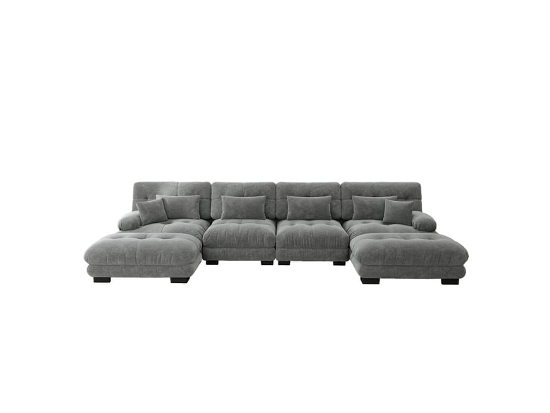  Canapé modulable en u 4 places en tissu chenille gris W3325S00067 - Conforama A