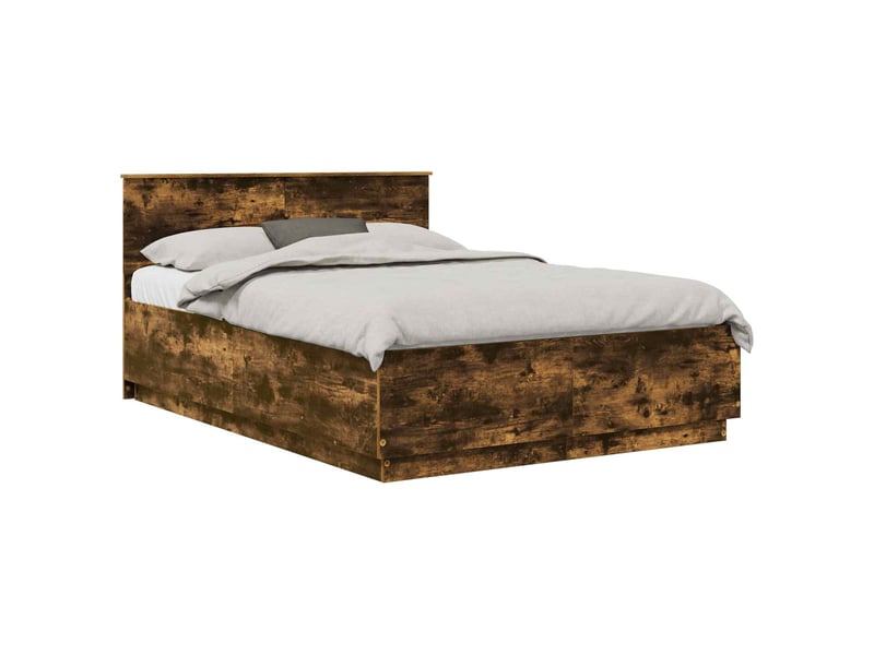 Lit double- lit adulte - cadre de lit chêne fumé 150 x 200 cm bois d'ingénierie - Conforama B