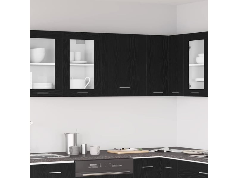 Meuble de rangement cuisine, armoire suspendue chêne noir 50x31x60cm bois d'ingénierie - Conforama B
