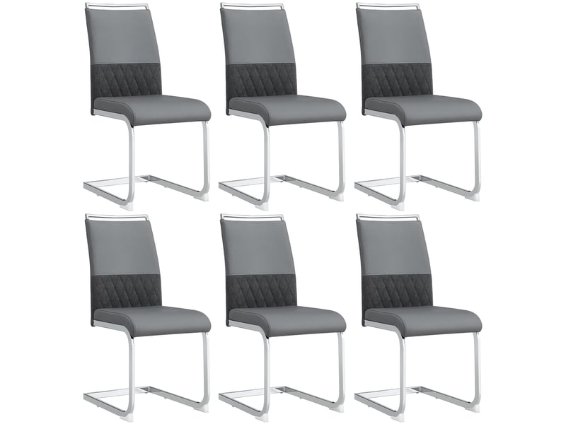  Lot de 6 chaises de salle à manger,42x45x95 cm,pu et lin,gris  - Conforama A