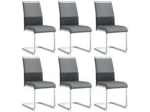 Lot de 6 chaises de salle à manger,42x45x95 cm,pu et lin,gris