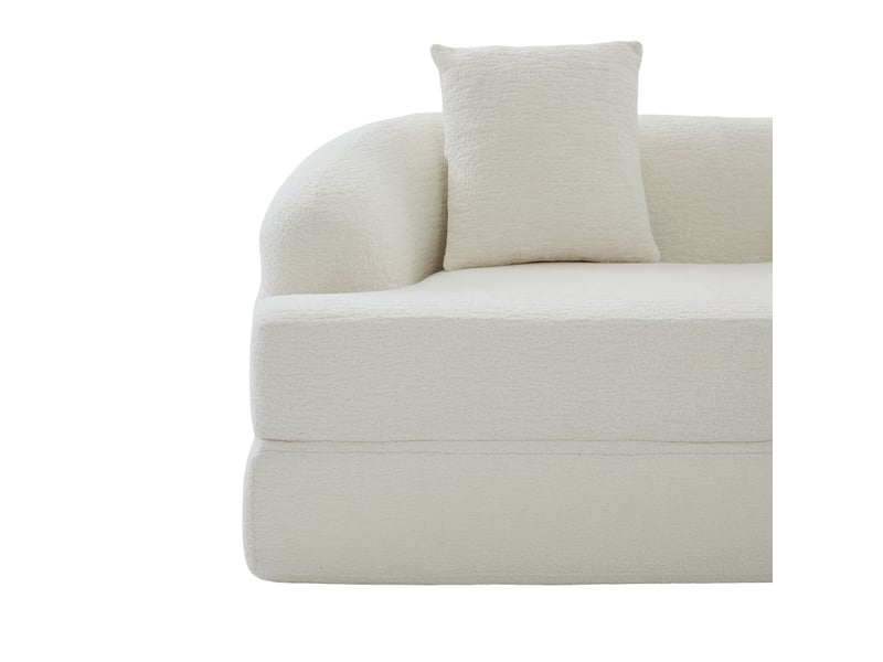 Canapé convertible 2 places beige chenille, canapé lit design moderne pour salon et chambre d'aménagement - Conforama R