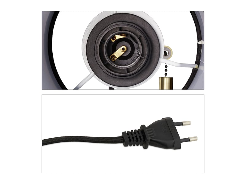  Lampe murale élégante décorative avec interrupteur à tirette 30 x 15 cm en tissu noir 13_0008554  - Conforama E