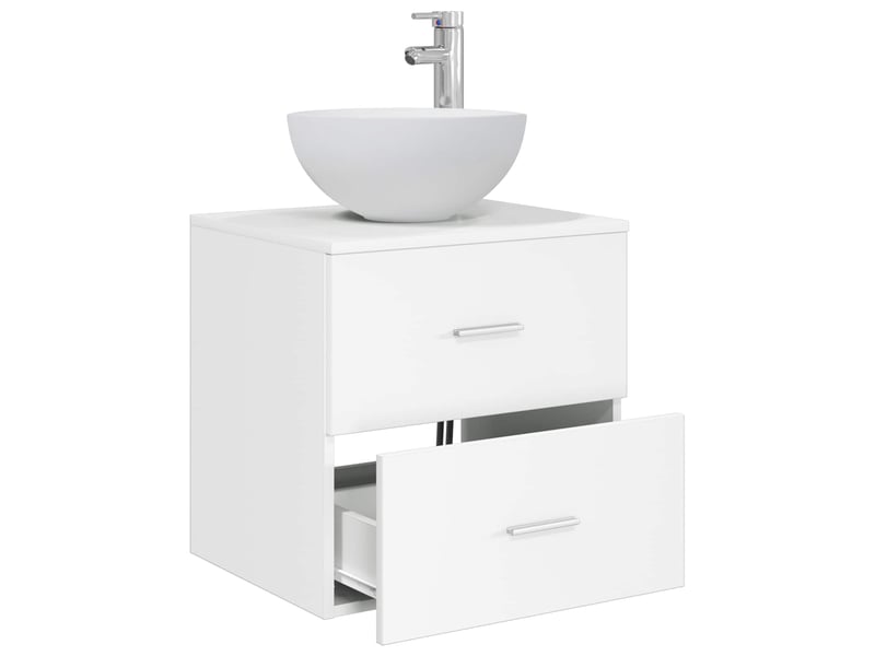 Meuble lavabo mural, meuble de rangement blanc 49.5x35x63 cm bois d'ingénierie - Conforama C