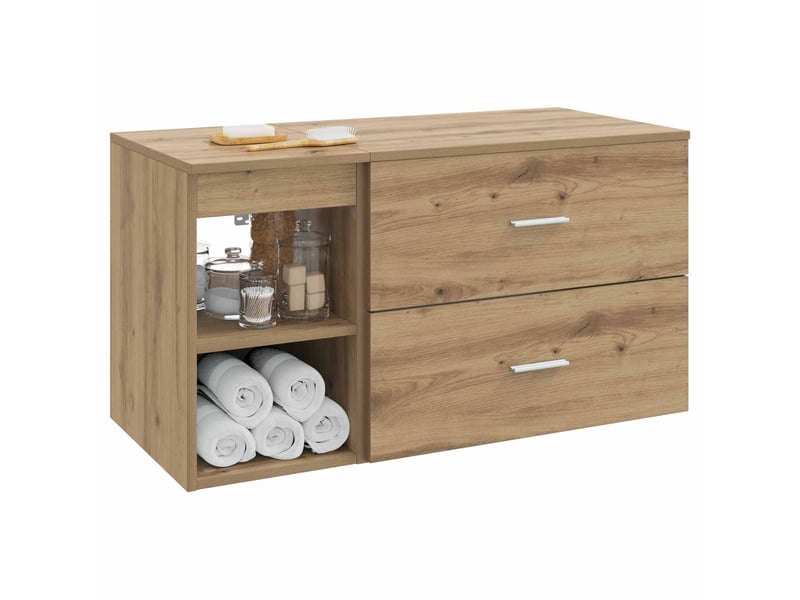  Ensemble de mobilier de salle de bain 2 pcs chêne artisanal shl10  - Conforama C