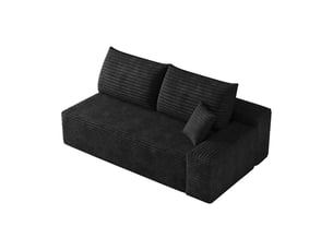 Canapé droit convertible <strong></strong> <strong></strong> 2 places Velours côtelé noir