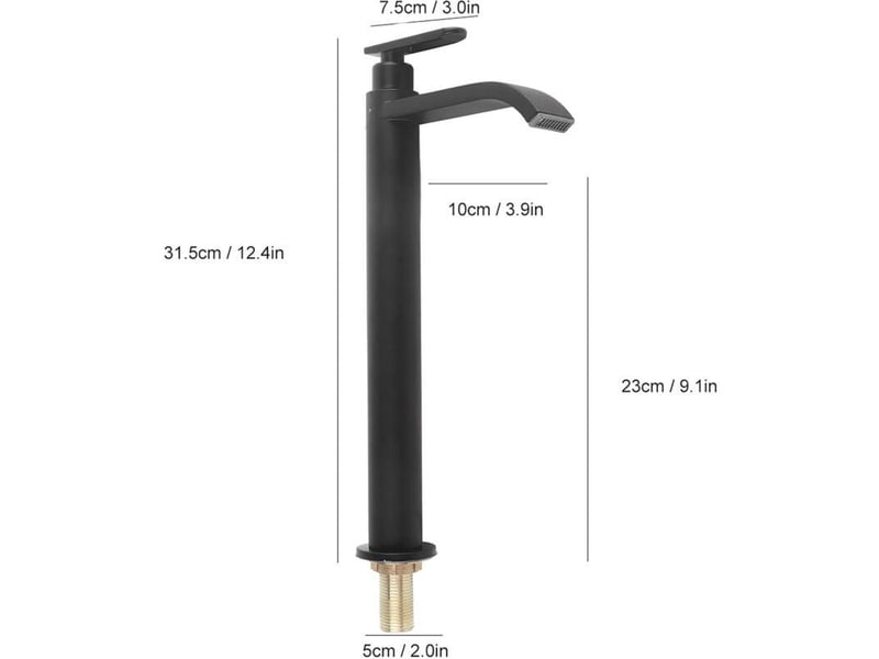  Robinet froid simple en acier inoxydable g12 304, robinet de salle de bains, évier noir  - Conforama B