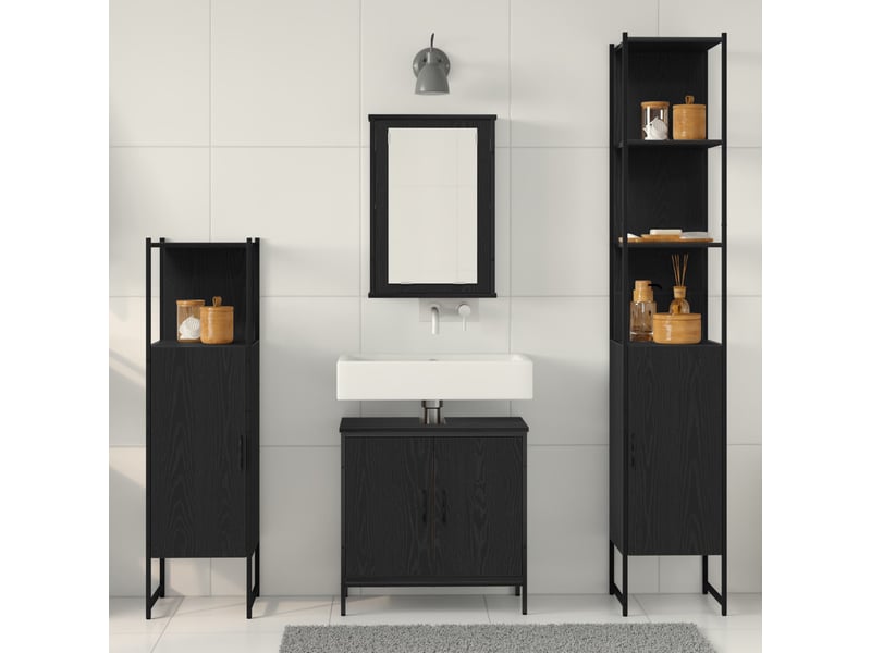 Ensemble de mobilier de salle de bain 4 pc noir cf64533 - Conforama D