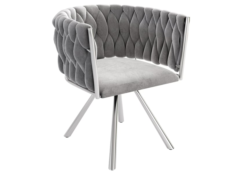  Lot de 4 chaises de salle à manger 59 cm – gris et argenté – pivotantes 360° avec pieds acier  - Conforama D