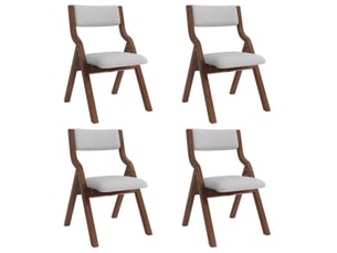 Chaise de salle à manger pliable lot de 6 avec rembourrage, rangement compact en bois et lin gris