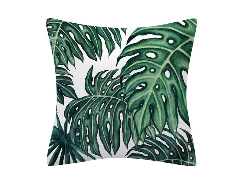  Lot de 4 housses coussin 45 x 45 cm, feuilles vertes housse de coussin exterieur impermeable canapé taie d'oreiller décoration coussin pour  - Conforama E