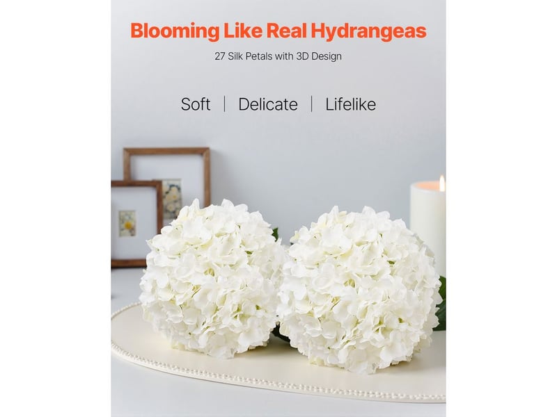  Mophorn lot de 65 hortensias artificiels de 250 mm avec têtes de 152,4 mm, offrant un aspect naturel. Idéal pour la décoration intérieure, les événements, les mariages et les centres de table.  - Conforama C