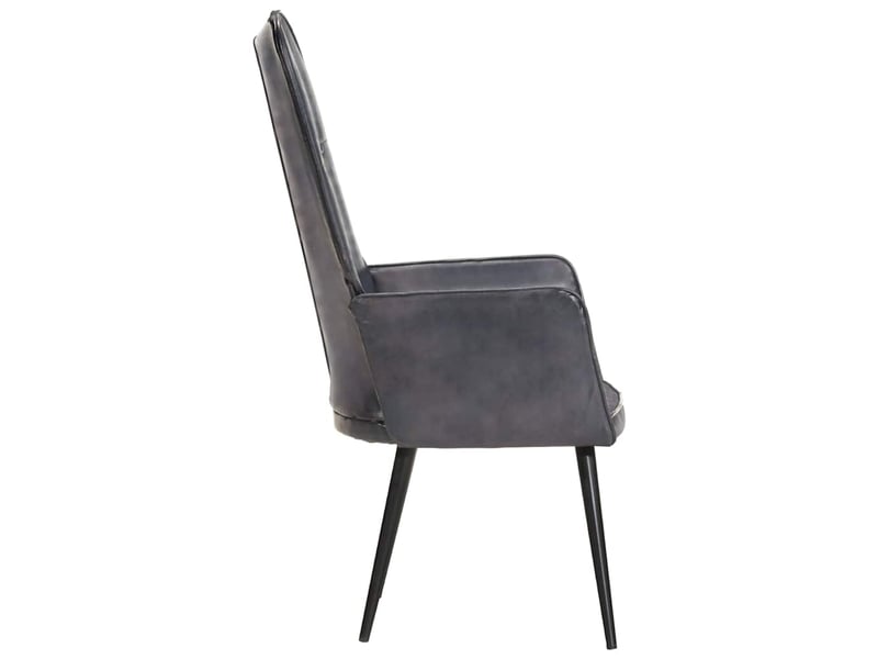  Chaise à oreilles gris cuir véritable cf28146  - Conforama D