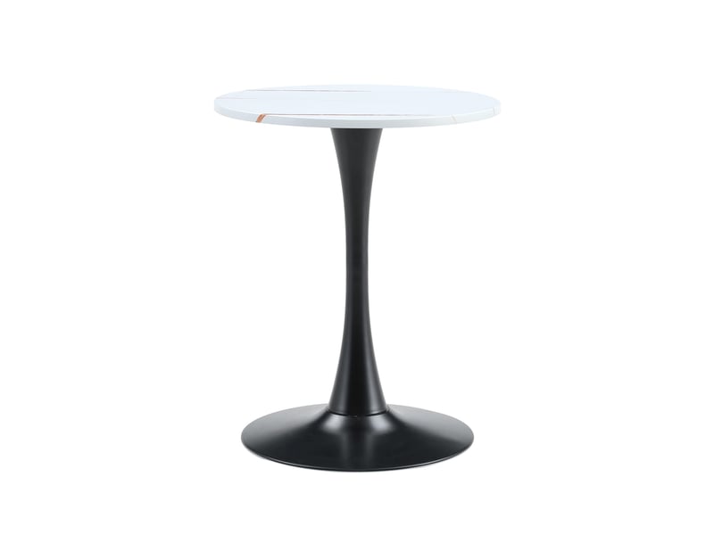  Table ronde,60x60x72 cm,style mid-century,mdf,blanc et métal noir  - Conforama A