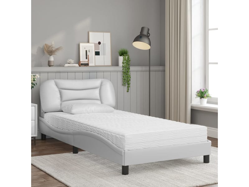 Lit avec matelas hvar blanc 100x200 cm similicuir - Conforama C