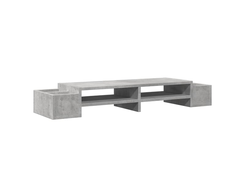  Support de moniteur table meuble bureau avec rangement bois d'ingénierie gris 02_0044925  - Conforama D